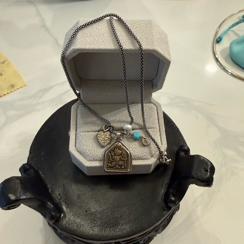 Silpada Oxidized Antique-Style Silver Pendant Necklace with 18” Popcorn Chain